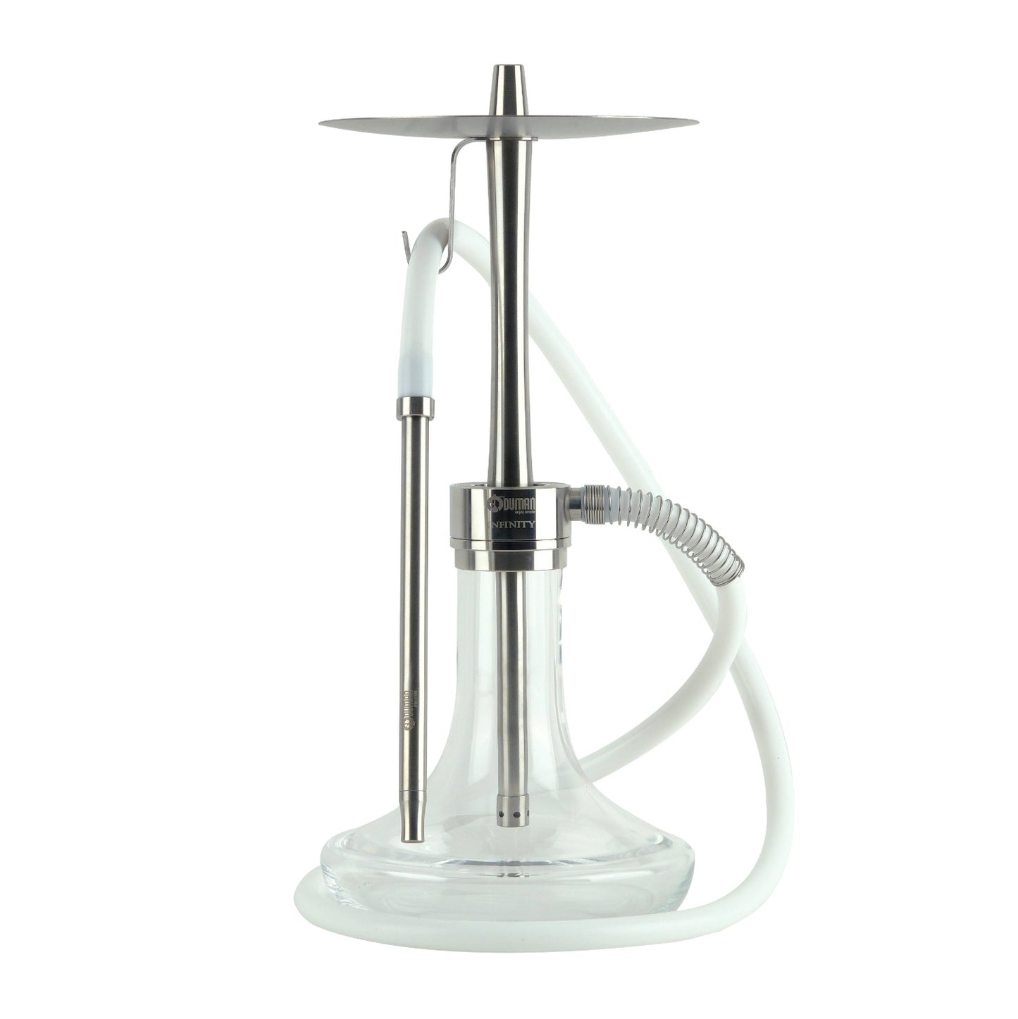 Oduman Infinity Shisha Pipe 45cm - Clear Glass Silver Body